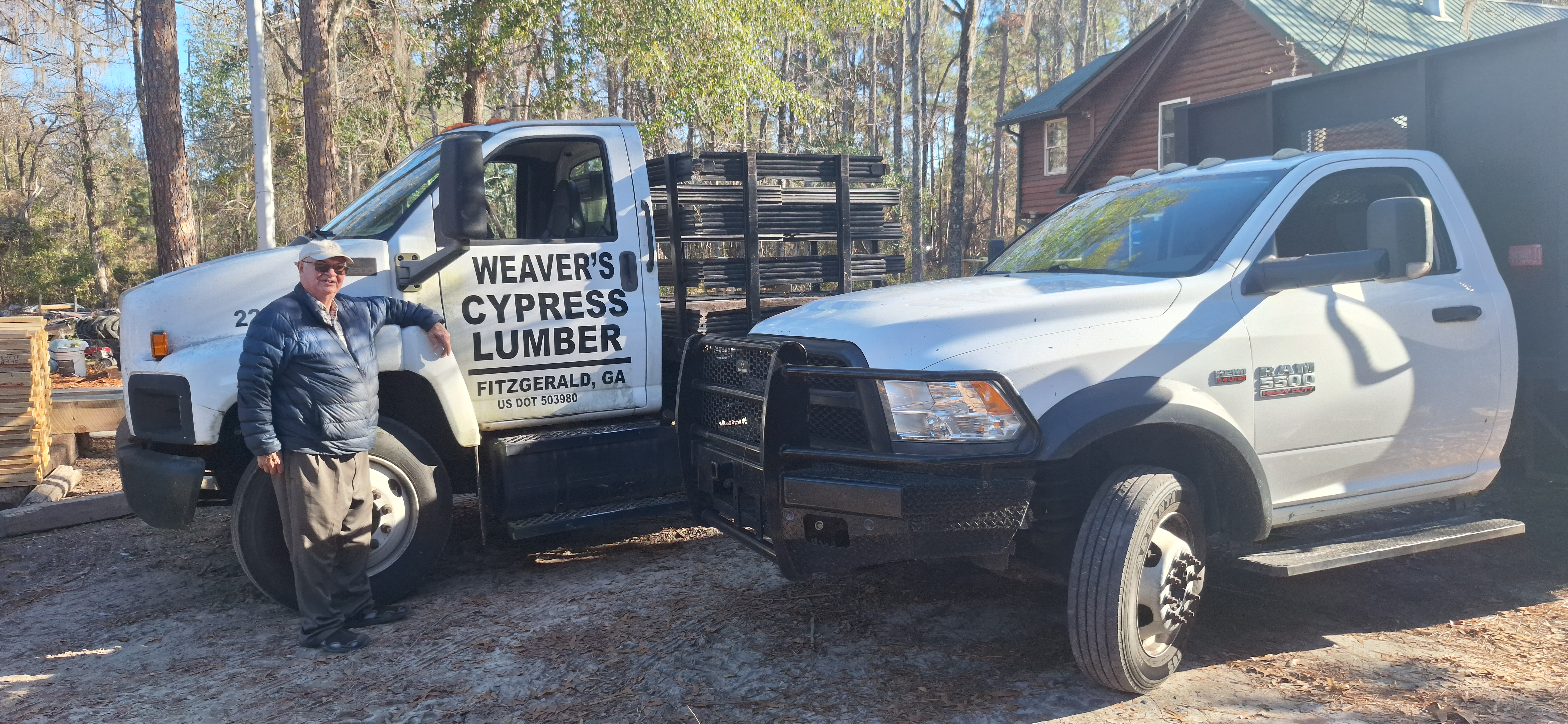 Delivery truck with lumber